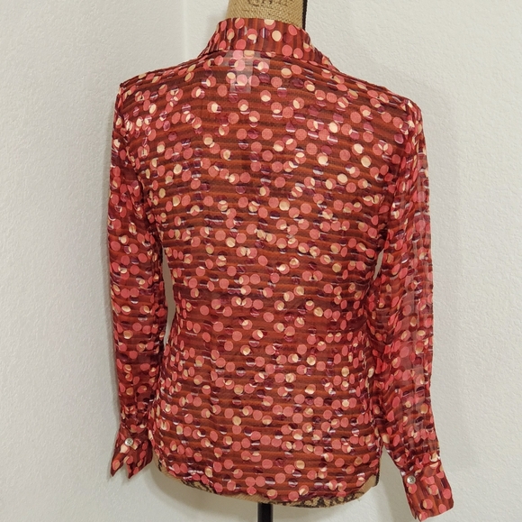 Alfani Petite semi sheer long sleeve abstract graphics button front 4P - Picture 4 of 7